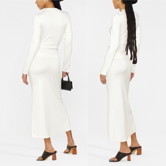 NWT Sid Neigum Italian Knit Tension Cut Out Midi Dress in Cream - Picture 5 of 12
